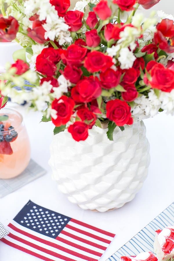 table dressed for 4th of july