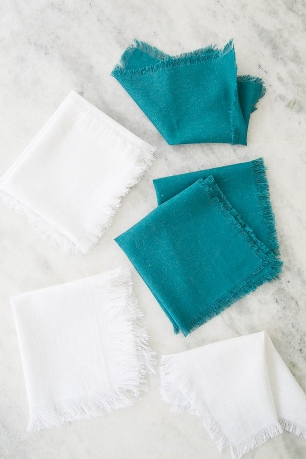 colorful linen napkins with fringe 