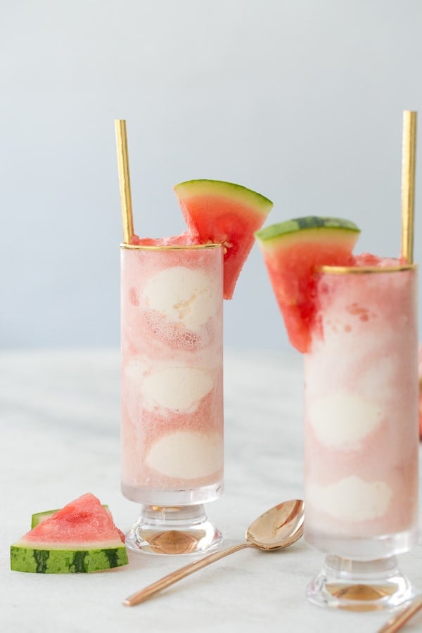 side shot of two soda floats