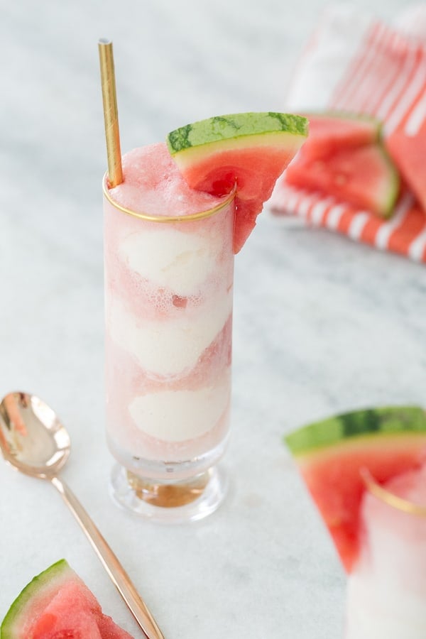 watermelon soda float on a table