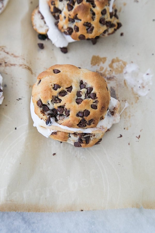 Chocolate chip biscuit s'mores.