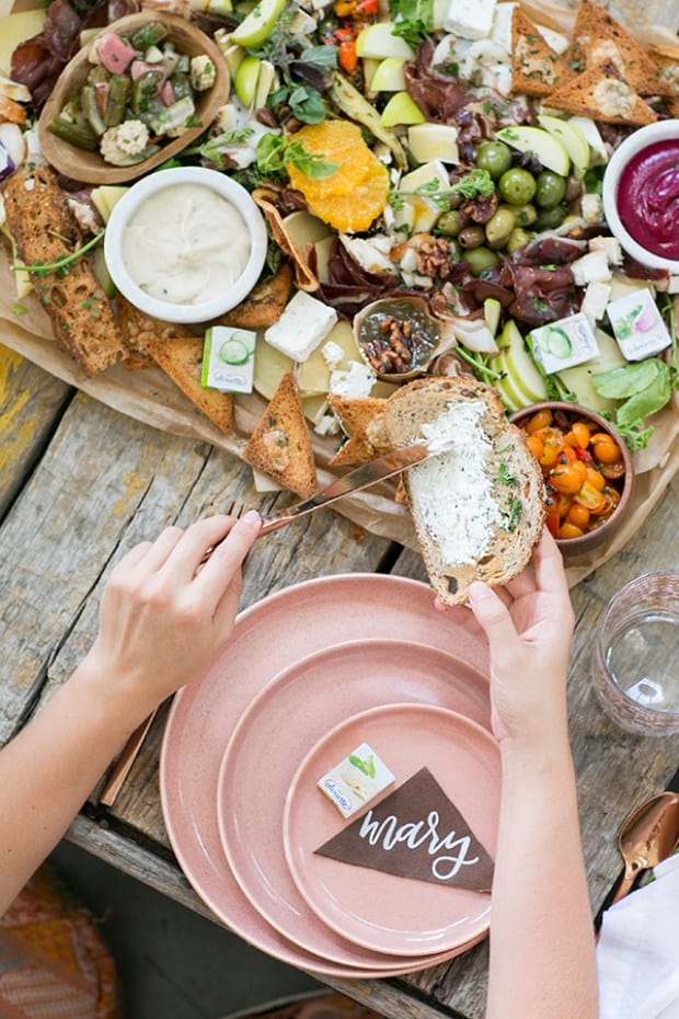 top down shot of charcuterie platter - charcuterie board