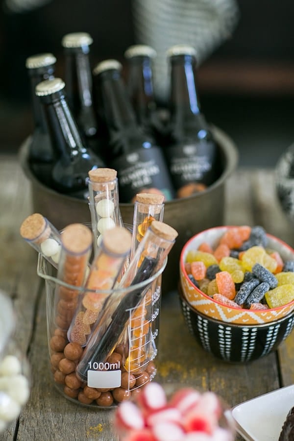 Halloween candy in test tubes.