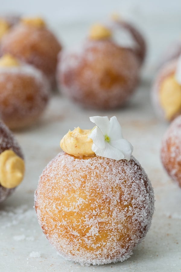 pumpkin donut hole with small flower