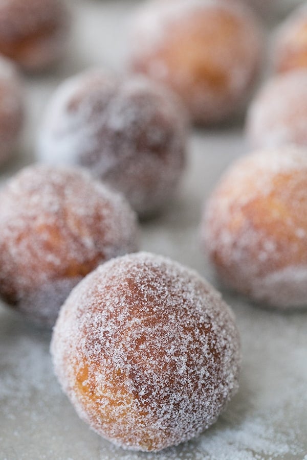 close up of homemade donut holes