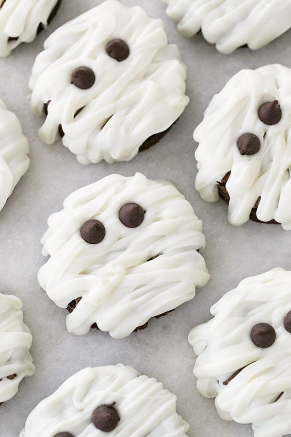 top down shot of Halloween brownies