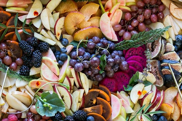 Overhead of fall fruit  - fall baby shower ideas, baby shower theme