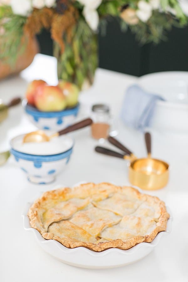 shot of a pie on a table