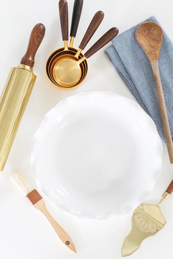 shot of pie making utensils