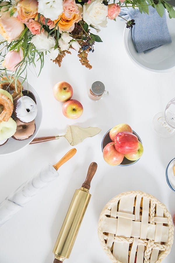 top down shot of pie and utensils