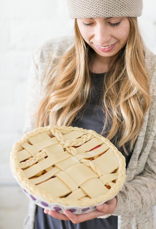 shot of guest holding a pie