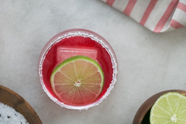 top down shot of hibiscus margarita