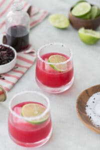hibiscus margarita colored pink with lime