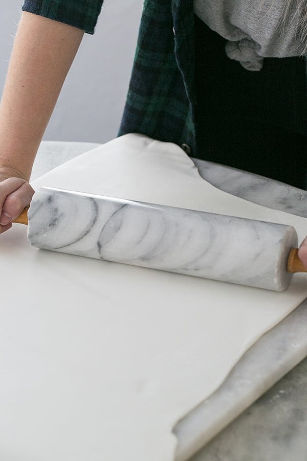 Fondant being rolled out.