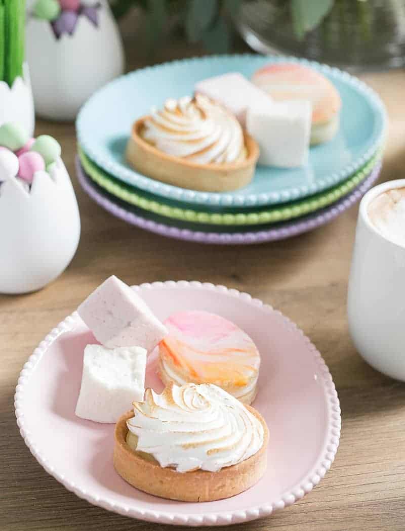 Lemon pie, marshmallows and marble sugar cookie.