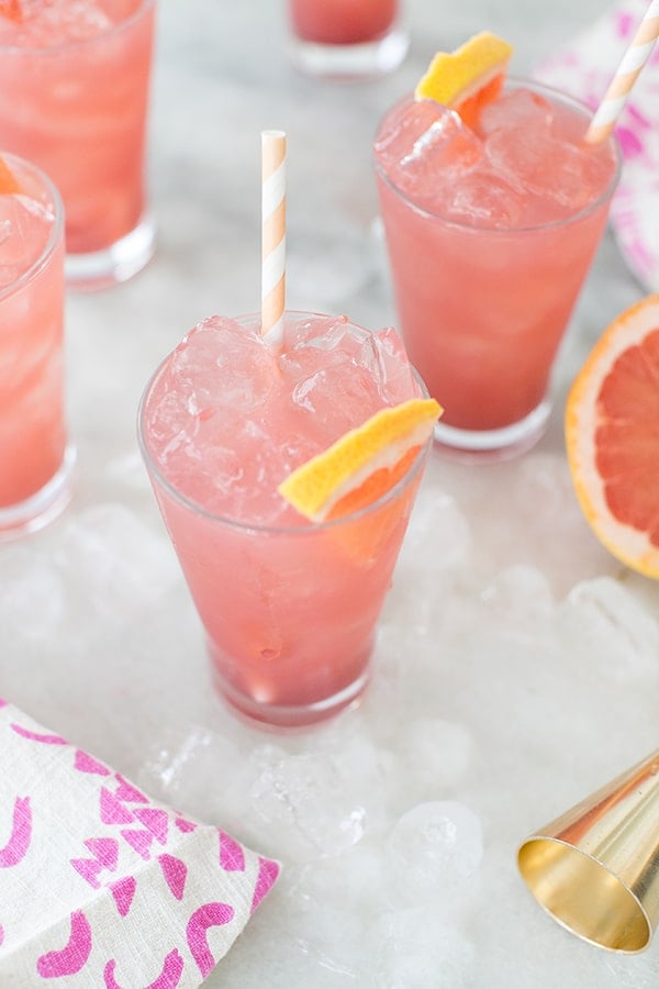 close up of grapefruit cocktail in a glass