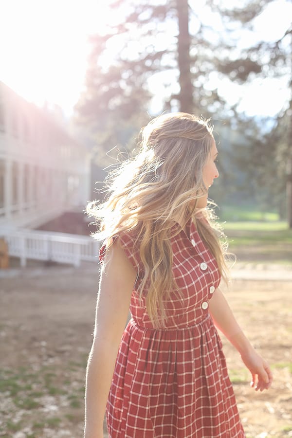 Eden Passante in red dress