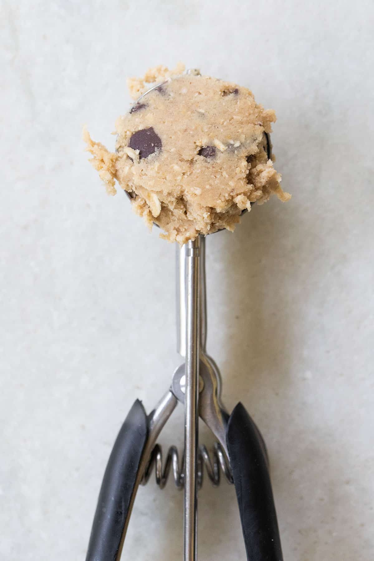 cookie scooper with cookie dough 