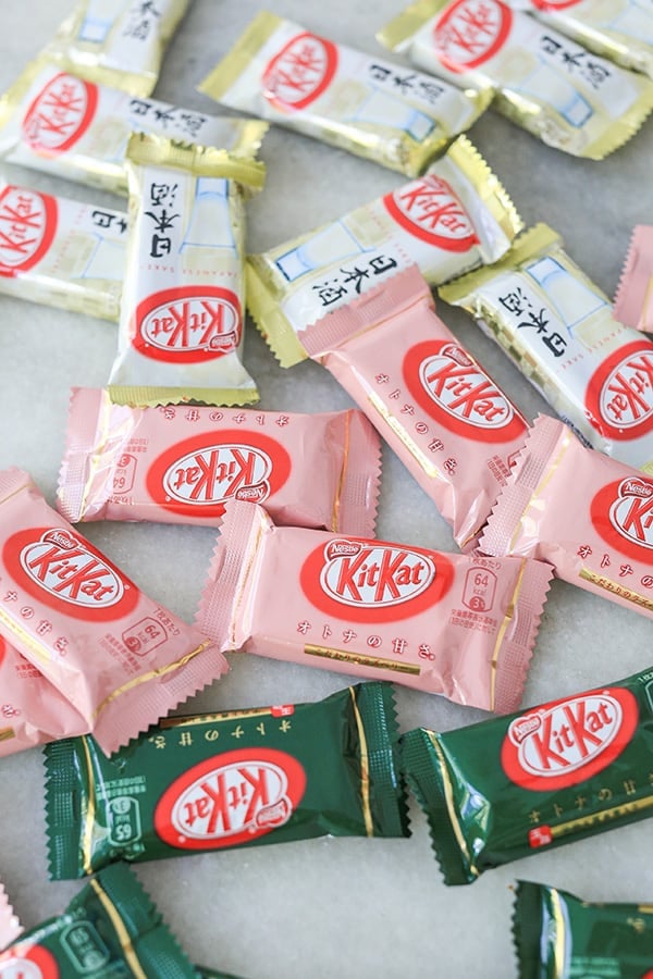 Different flavors of Kit Kats from Japan to make kit kat sushi