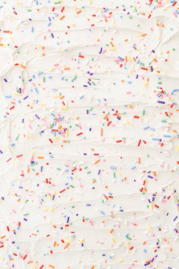 top down shot of icing with sprinkles