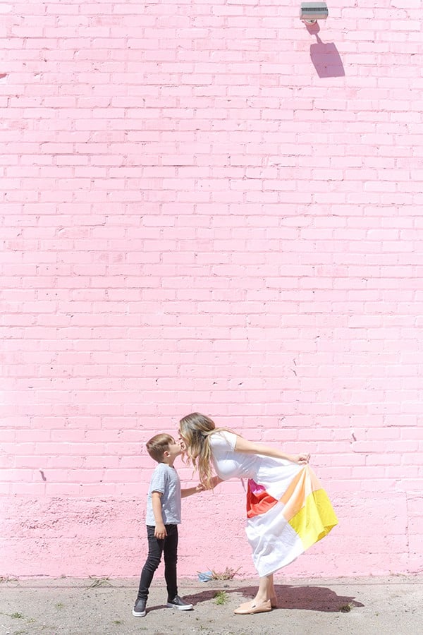 Eden Passante and son outside Museum of Ice Cream