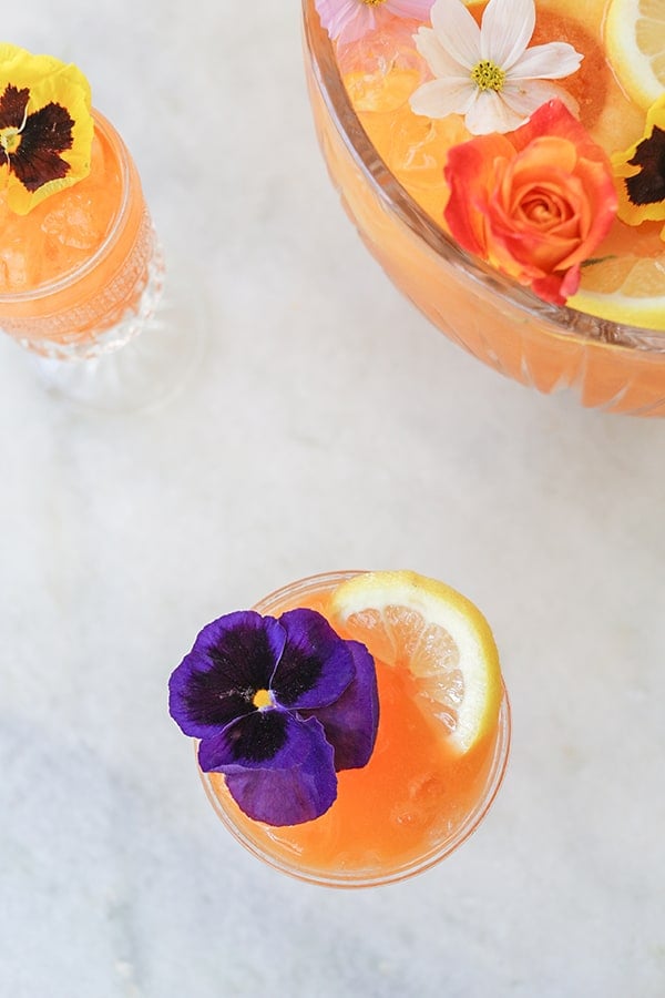 top down shot of pineapple and carrot cocktail 