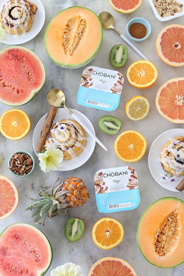 Chobani flips on a brunch table setting