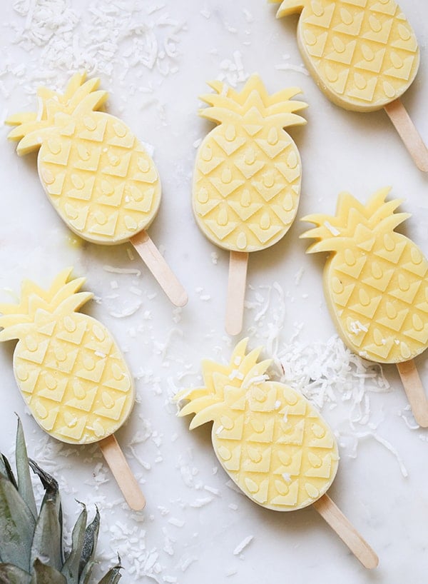 top down shot of pineapple popsicles