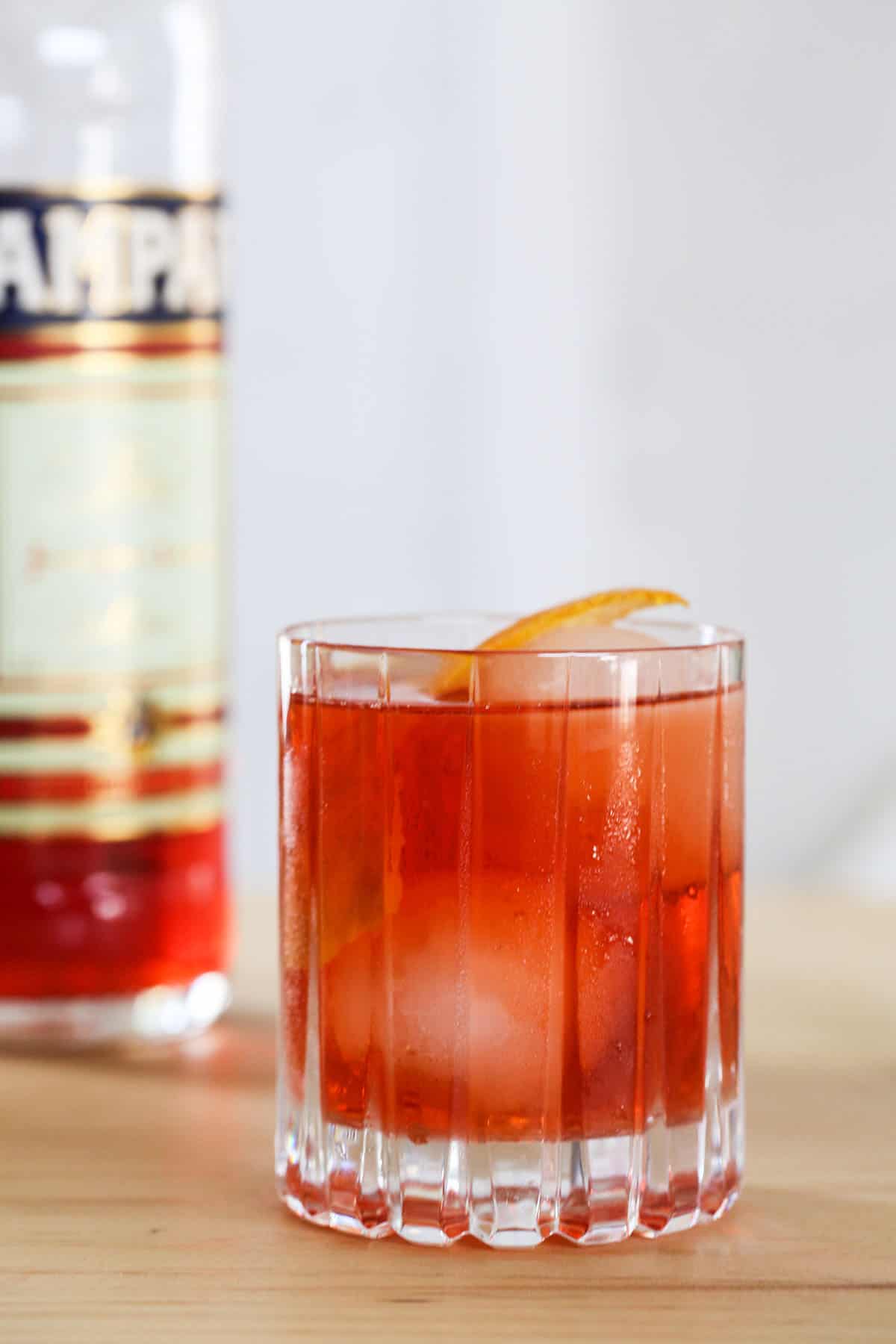 Bright red Negroni cocktail.