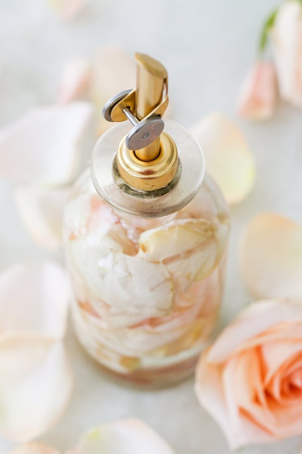 Homemade rose petal simple syrup.