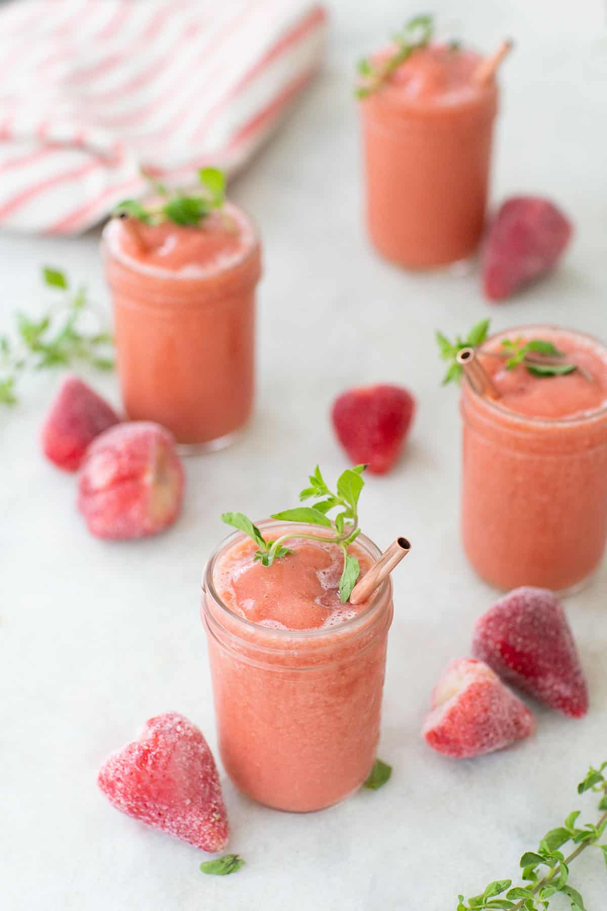 Frozen strawberry cocktail made with rosé.