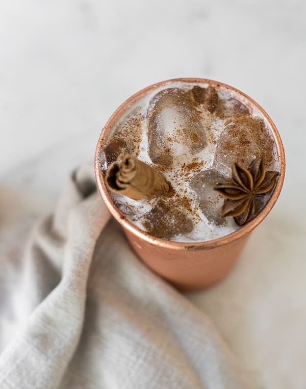 top down shot of cold brew recipe in a mug