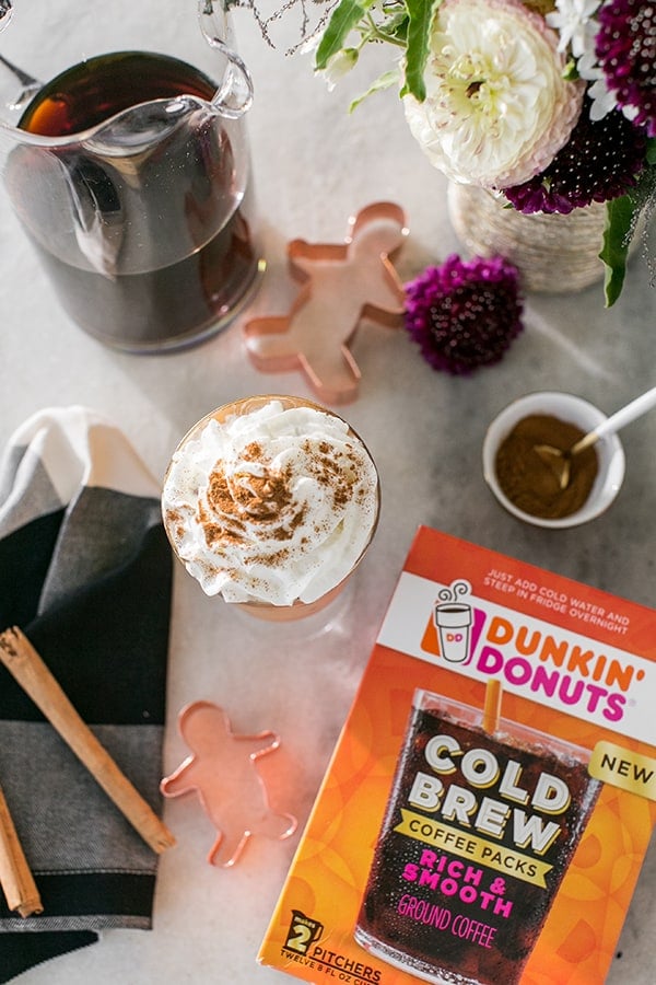 Gingerbread Cold Brew Latté with dunkin' donuts cold brew coffee. 