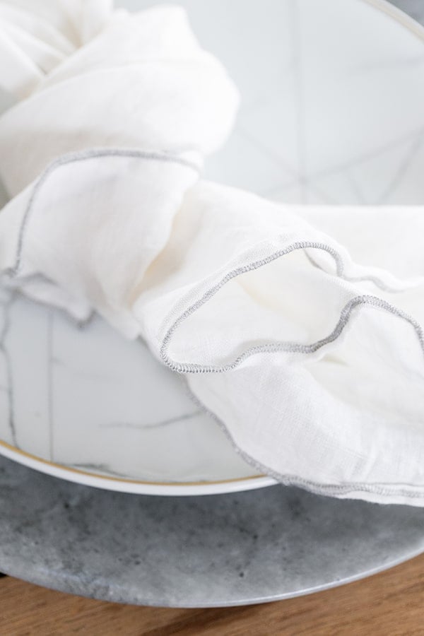 close up of linen napkin