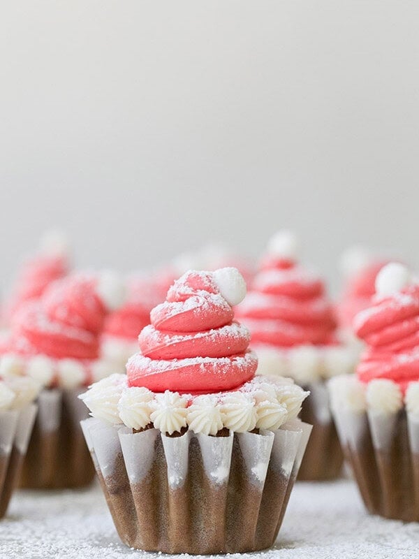 Santa Hat gingerbread cupcakes
