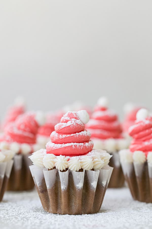 Santa Hat gingerbread cupcakes