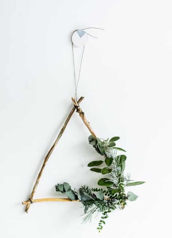 triangle wreath with greenery 