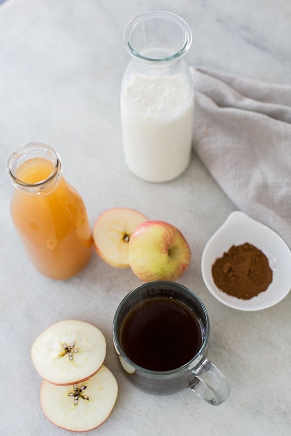 Ingredients to make an apple pie coffee 