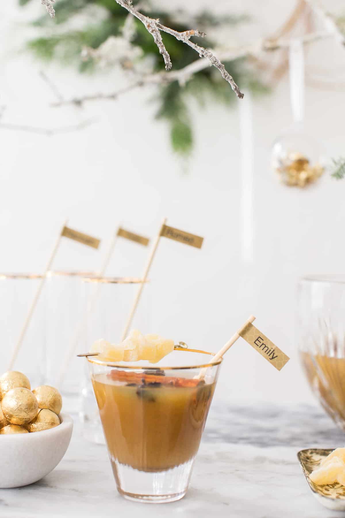 shot of pineapple cocktail in a glass