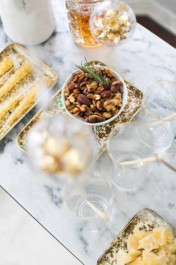 shot of nuts in a bowl on drinks station