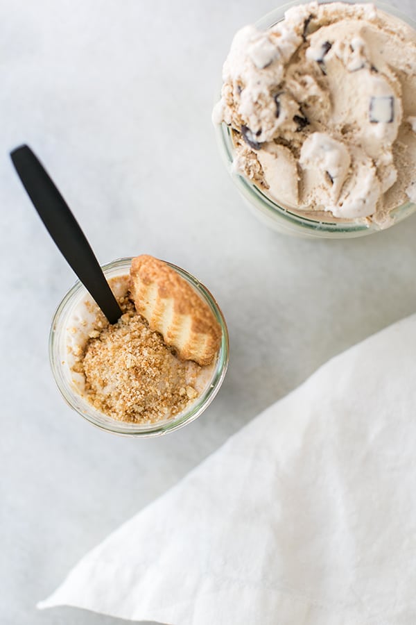 coffee ice cream on a marble table 