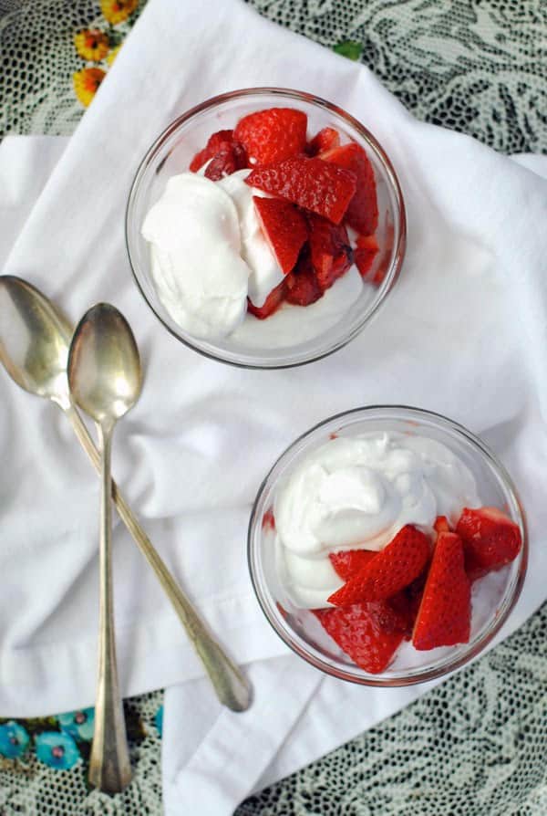 Roasted Strawberries and Coconut Cream