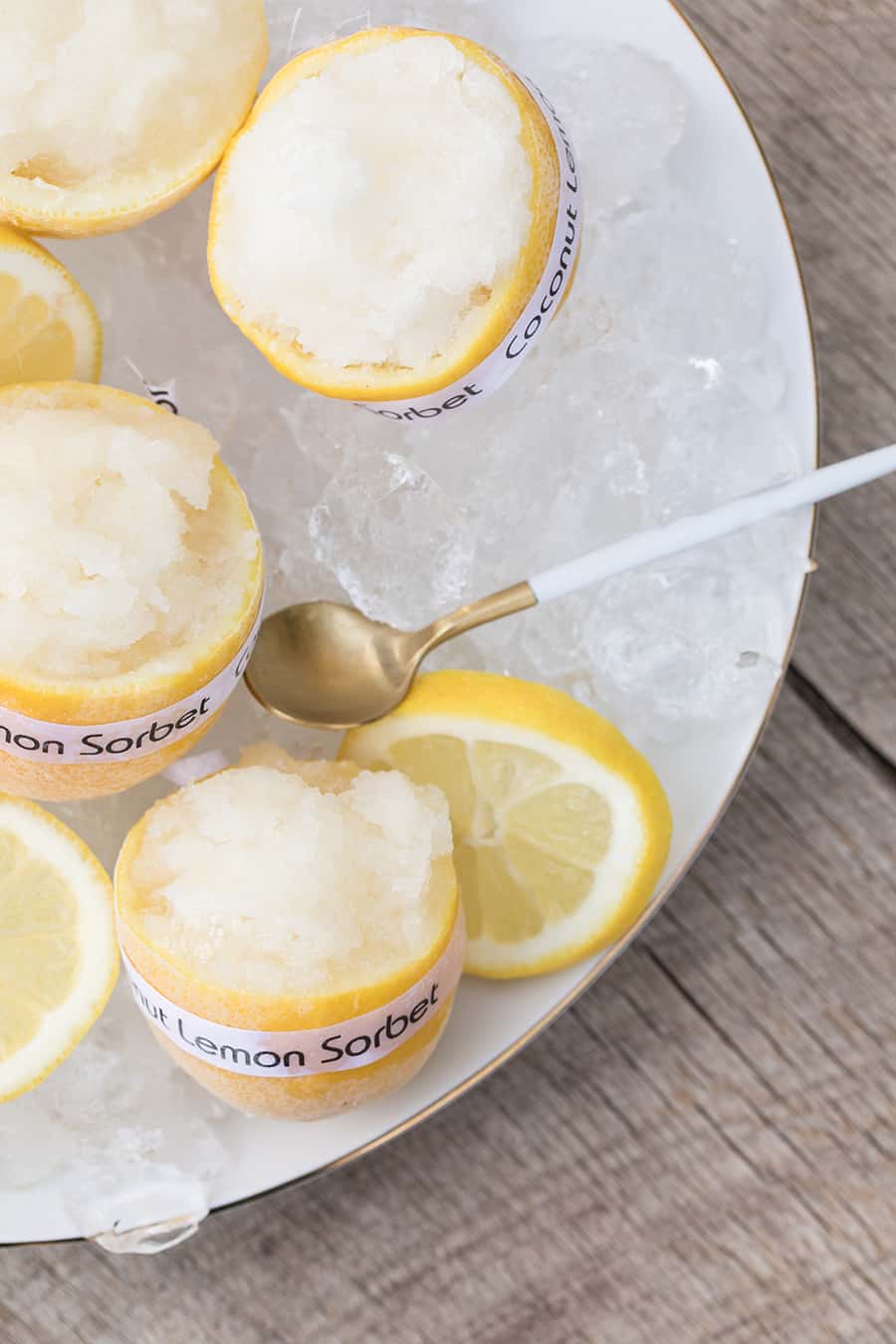 lemon sorbet in lemons 