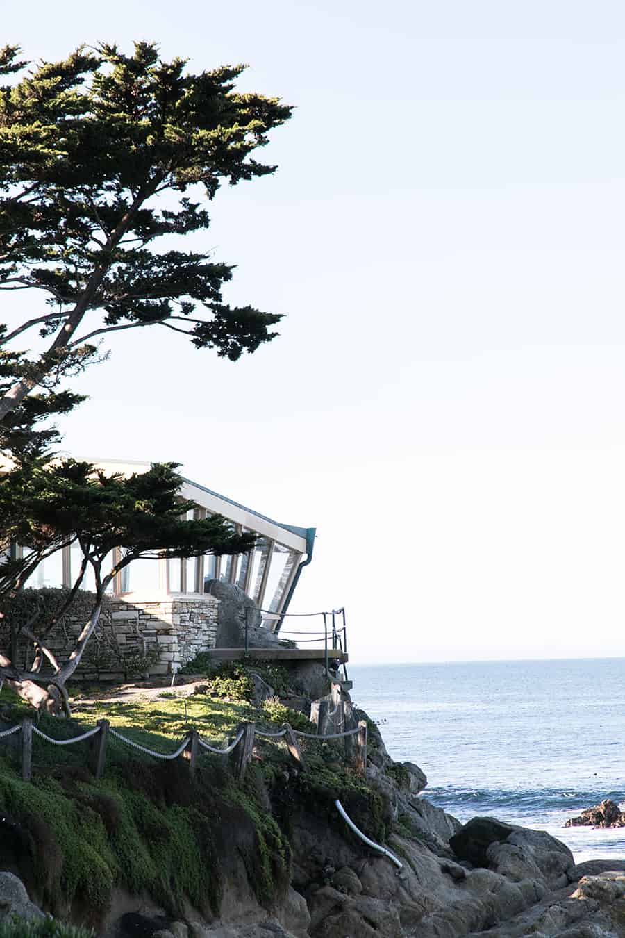 Architecture on a cliff in Carmel by The Sea.