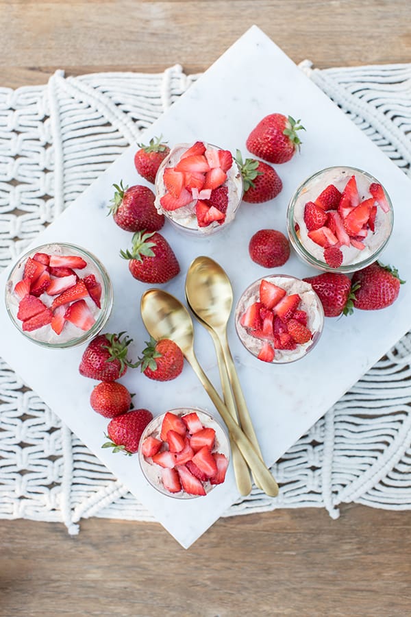 Angel food cake with strawberries.