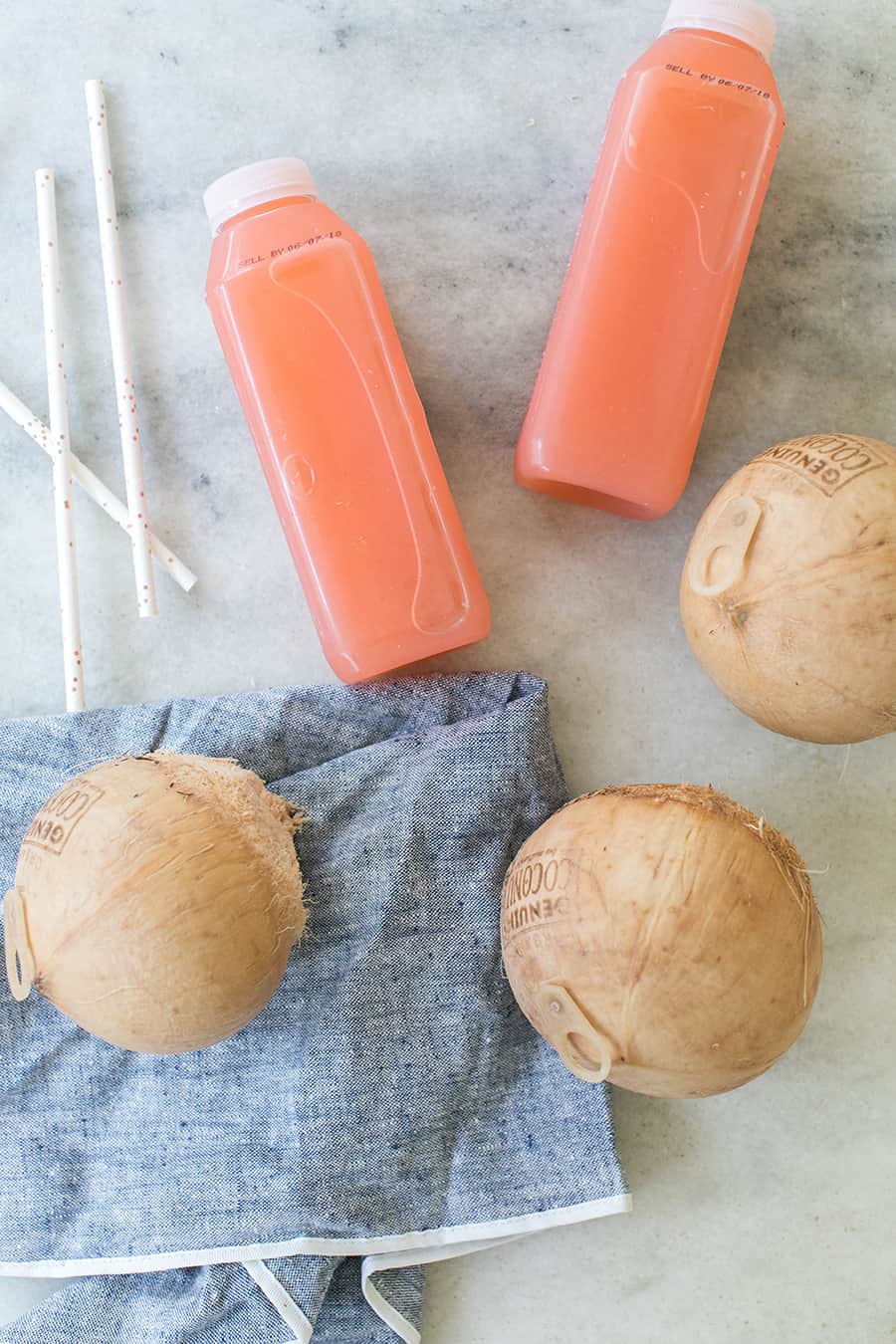 Drinks for kids, coconuts and cold pressed lemonade