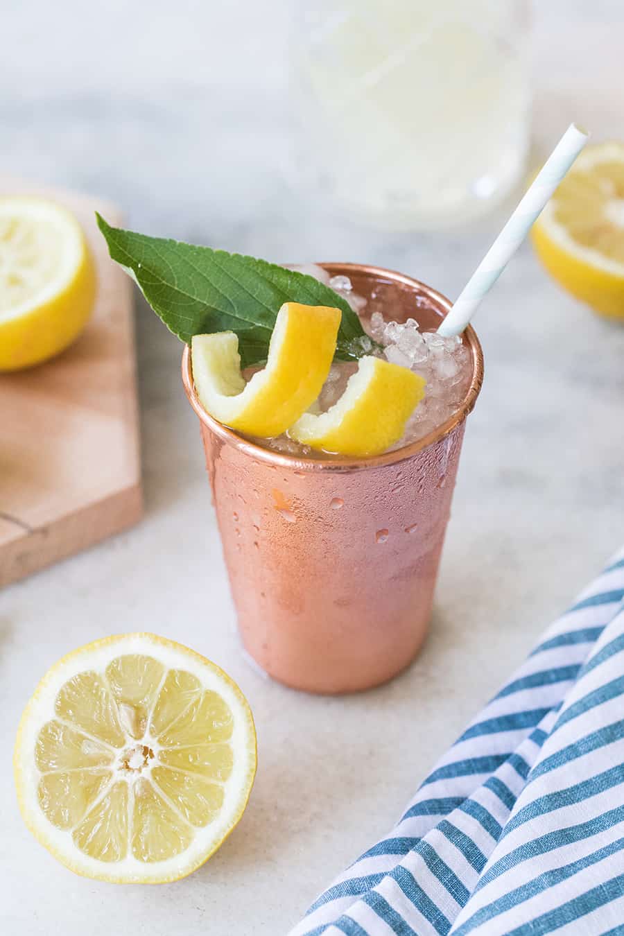 side shot of moscow mules recipe in a cup