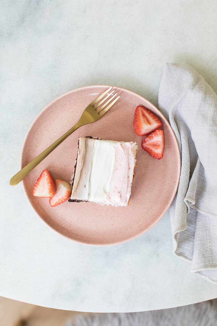 overhead shot of dessert on plate