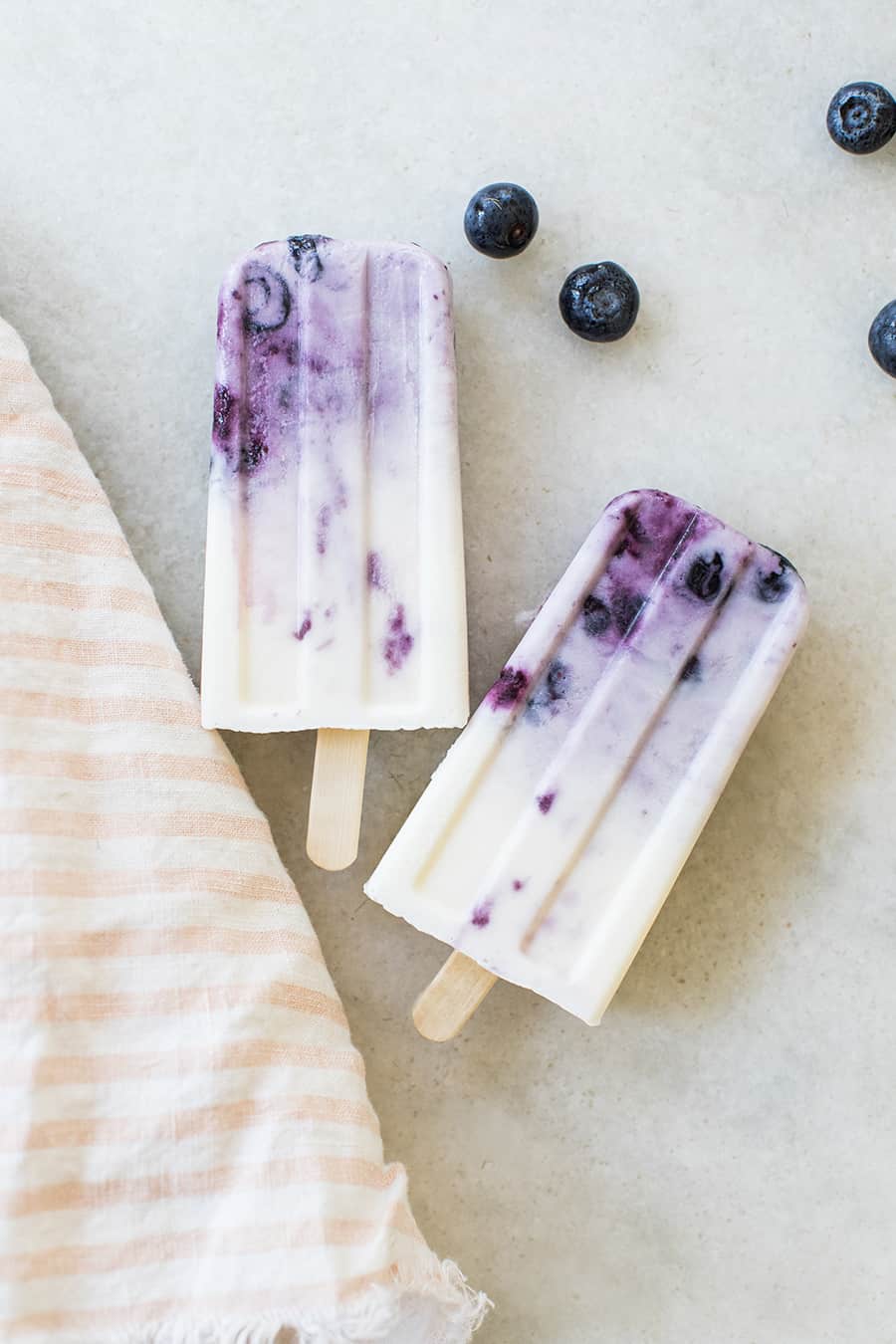 Blueberry and cream popsicles. 