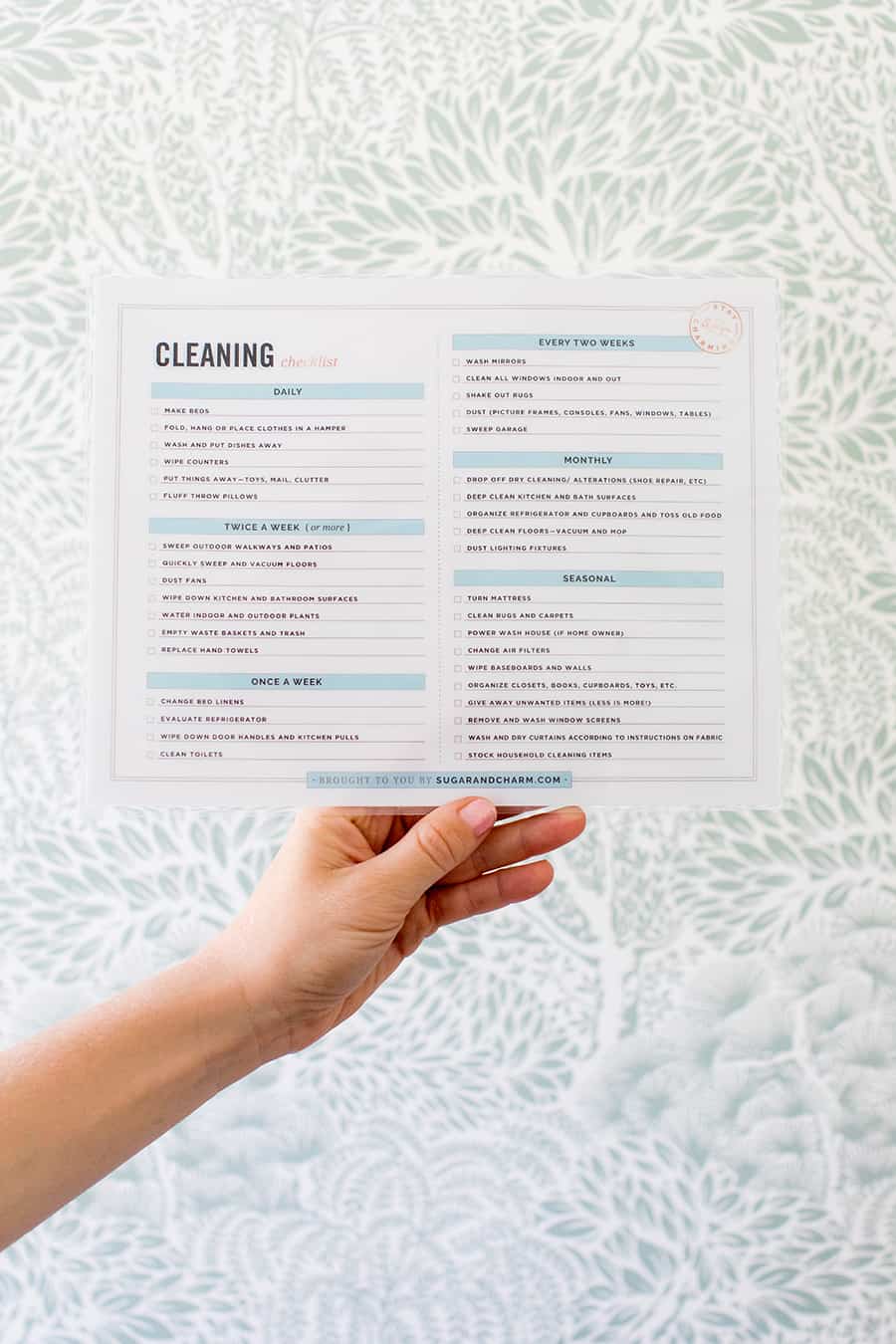 Sugar and Charm Cleaning Checklist
